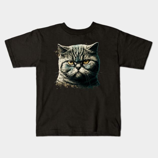 Funny Annyoyed Cat Face, Love Cats Kids T-Shirt by dukito